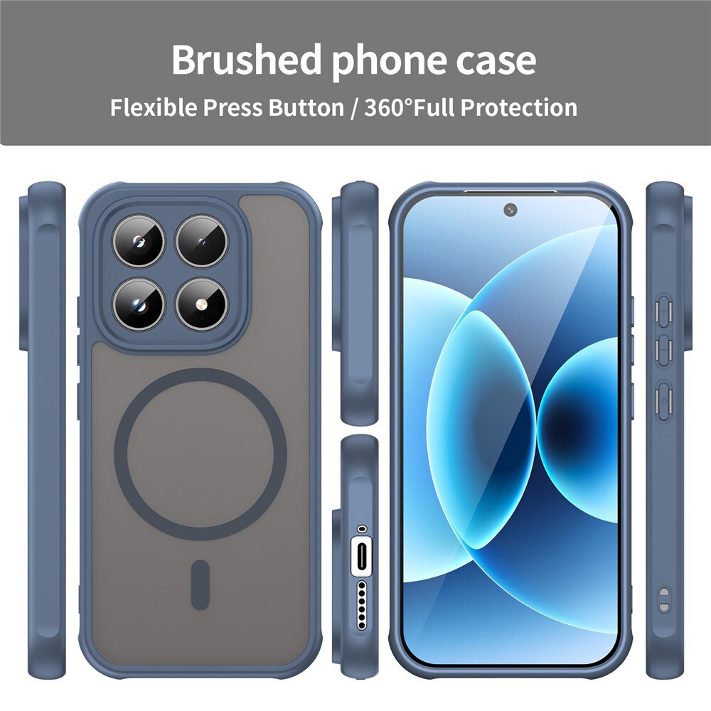Husa pentru Xiaomi 17T Pro cu protectie pentru lentile si MagFit EasyCharge, Ghost Series Anti-ingalbenire, frosted - bleumarin