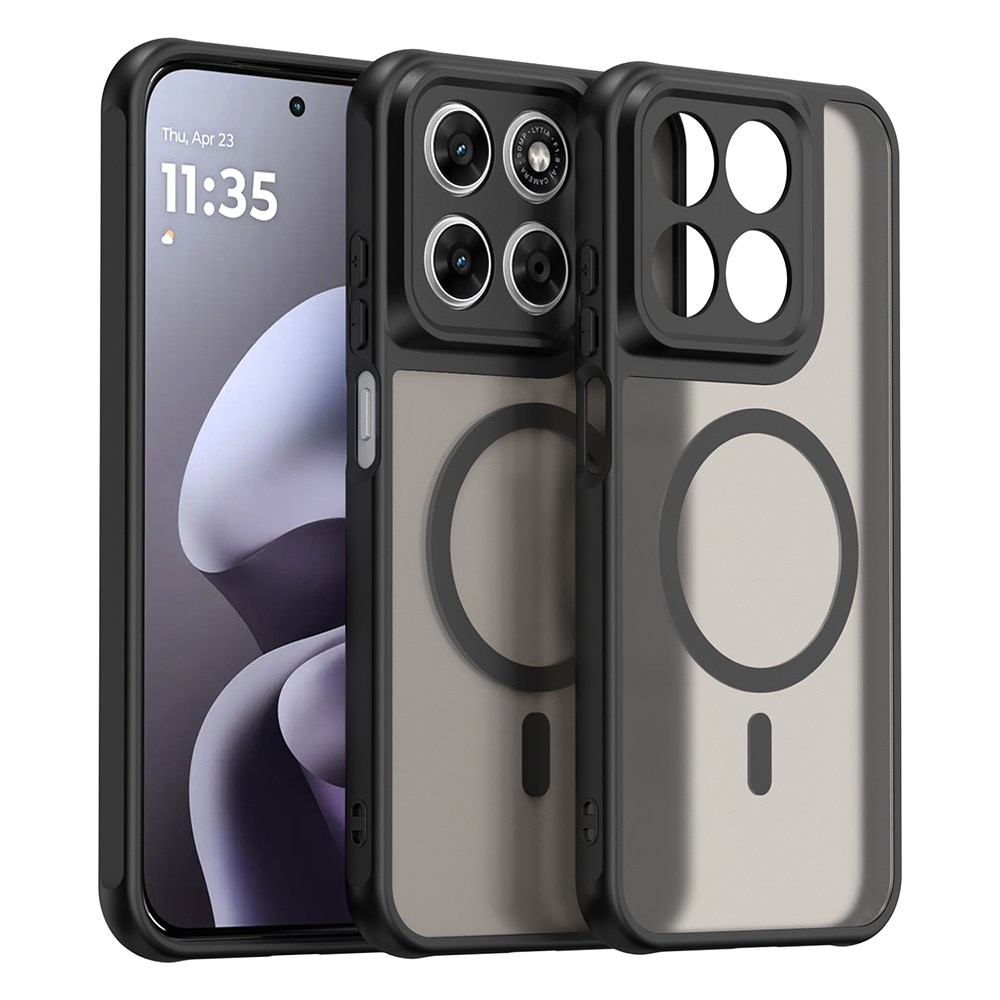 Husa pentru Motorola Moto G87 / G77 / G67 cu protectie pentru lentile si MagFit EasyCharge, Ghost Series Anti-ingalbenire, frosted - negru