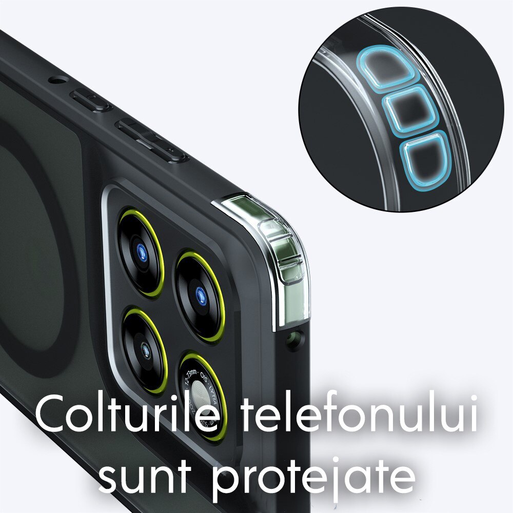 Husa pentru Motorola Edge 70 Pro Daden® PureFrost MagSafe, Incarcare wireless, Protectie sporita, Anti-amprenta, Negru fumuriu