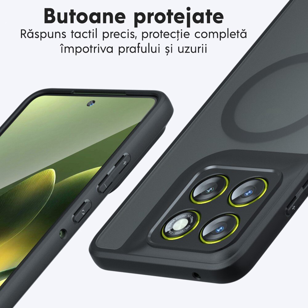 Husa pentru Motorola Edge 70 Pro Daden® PureFrost MagSafe, Incarcare wireless, Protectie sporita, Anti-amprenta, Negru fumuriu
