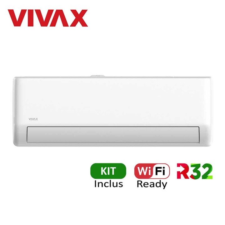 Aer Conditionat VIVAX ACP-24CH70AERI PRO, R-Design, R32, Wi-Fi Ready, Kit de instalare inclus, AI Inverter, 24000 BTU/h, Ionizator, Flux de aer 3D, I Feel, Optimizat pentru incalzire, Auto Swing, Functionare Silentioasa, ecran LCD