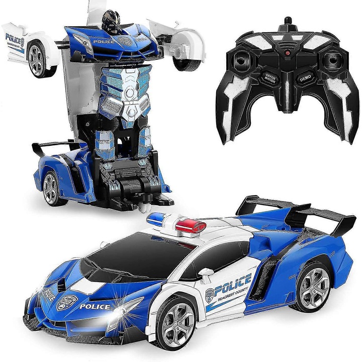 Robot transzformálható autó 2 az 1-ben, 1:18, nagy sebességű, kék