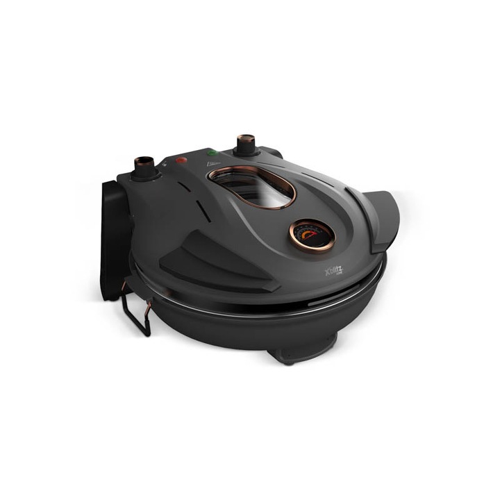 Cuptor de pizza electric Xblitz Fornello, Placa din piatra cordierita, pana la 450 grade C, Coacere rapida in 5 minute, Cu vizor si 2 spatule incluse, Baza anti-alunecare, Pentru pizza si alte preparate, Design compact si elegant, Usor de c