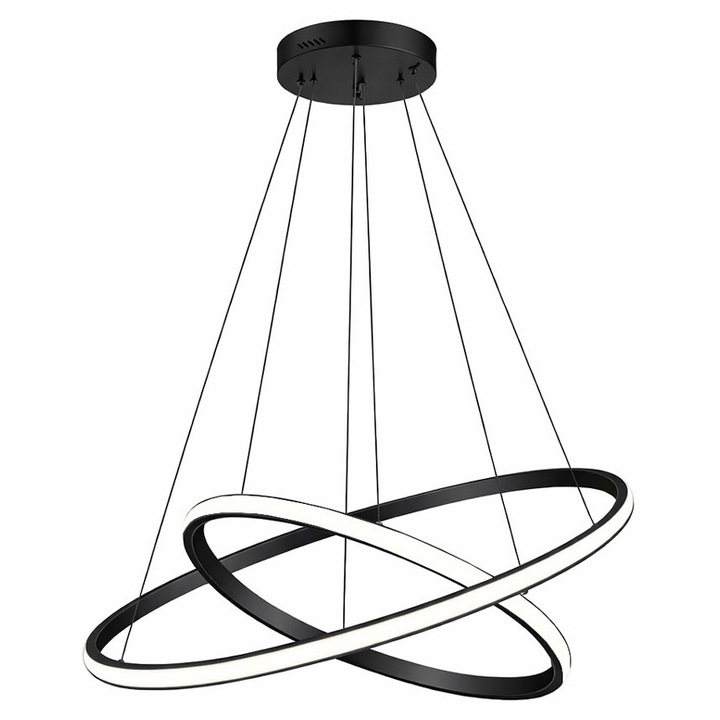 LED плафониера Powertech PT-1529, 60W, 4000K, черна, 80x120см