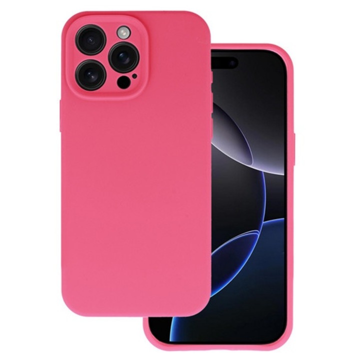 Gigapack szilikon mobiltelefon tok, matt, mikrofiber plüss karcolásmentesítő belső, prémium, magenta, kompatibilis: iPhone 15