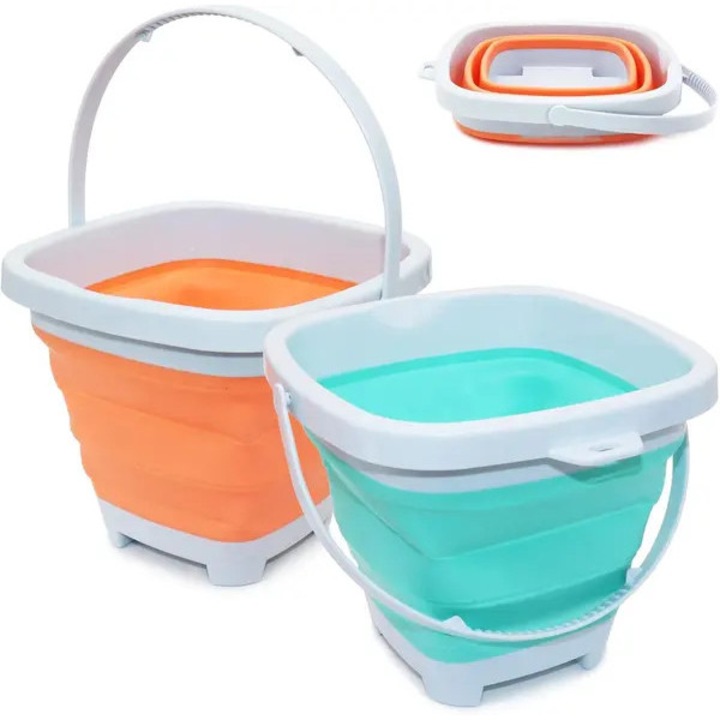 Set galeti pliabile pentru plaja, albastru si portocaliu, plastic moale, 2 piese
