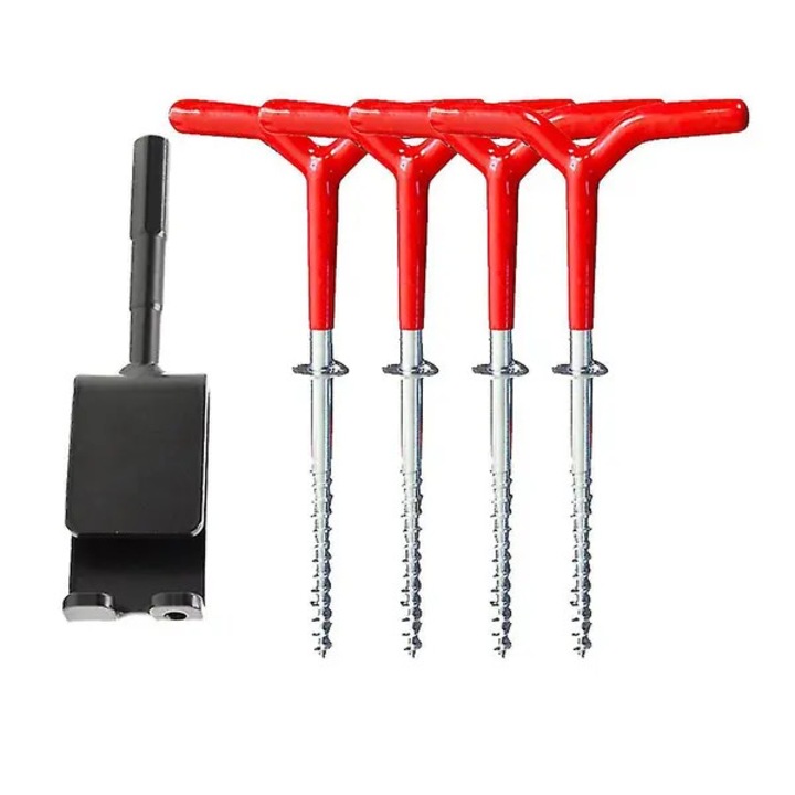 Set ancore gheata pentru cort, 4 buc, negru rosu argintiu, 17.5x9.5cm