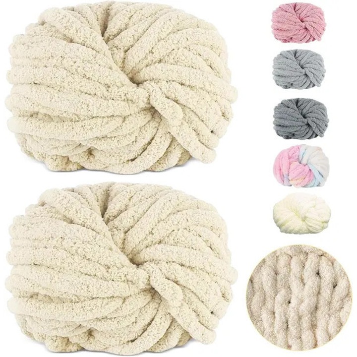 Vastag kézzel kötött fonal, 500g, rózsaszín bézs, 2x27m, 2cm átmérő