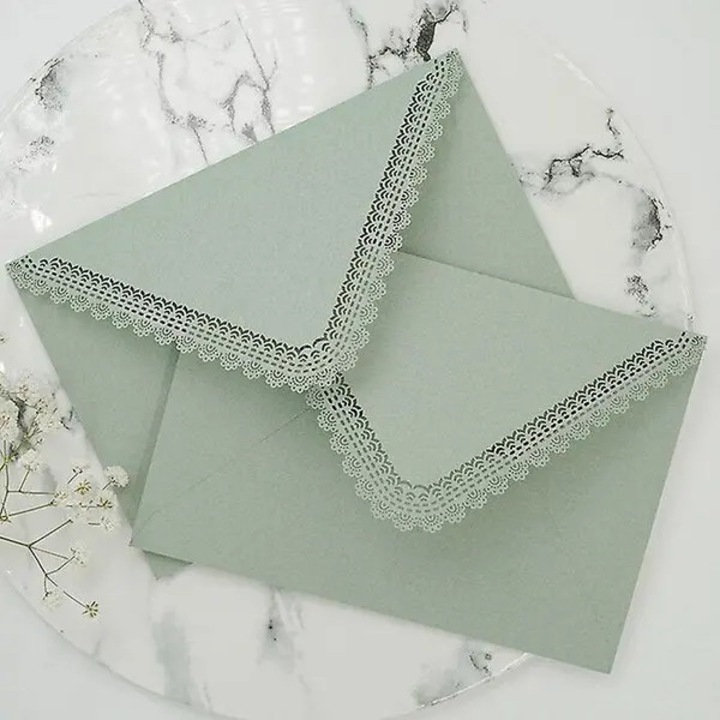 5 db vintage kivágott csipke boríték szett, többszínű, 16x11.3cm