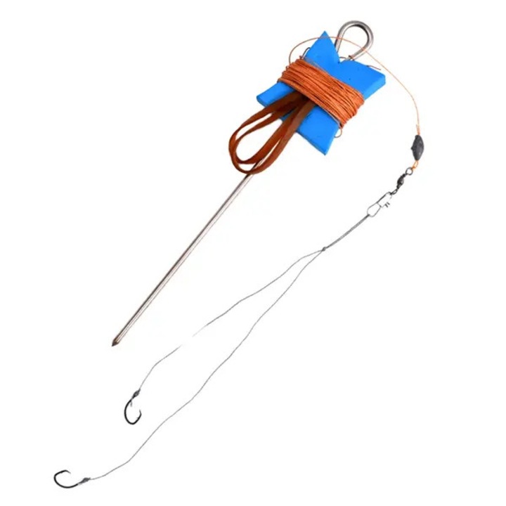 Carlig pescuit cu suport sol inoxidabil, cablu 10m, 22x5x1cm