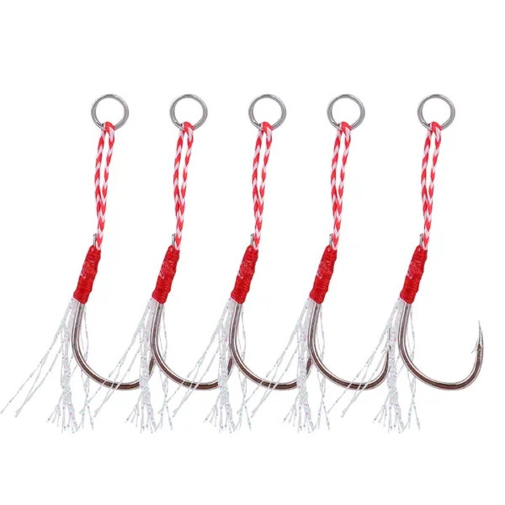 Set 5 carlige pescuit metalice rezistente, curbat, argintiu, marimi variate