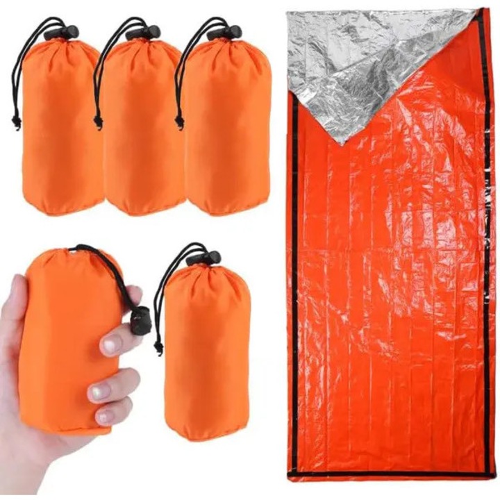Narancssárga vízálló termikus vészhelyzeti hálózsák 90x210cm, 4 darabos szett