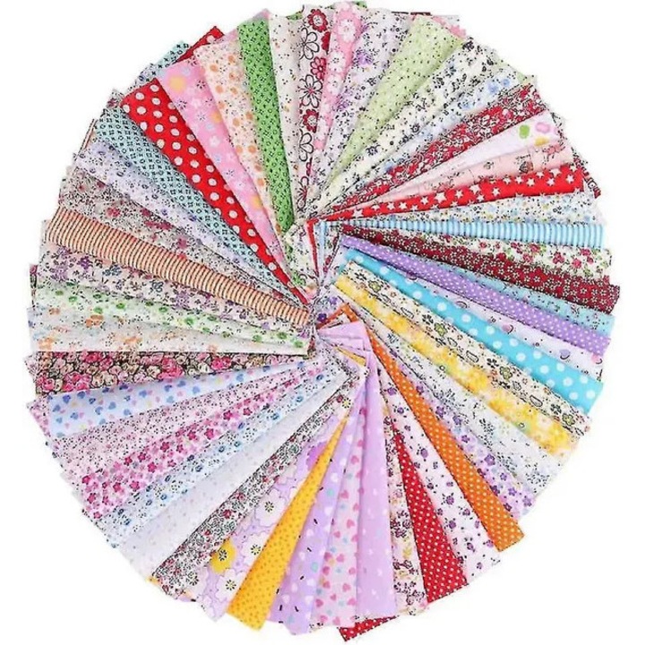 50 darabos pamut szett, vegyes minták, 20x20cm, többszínű