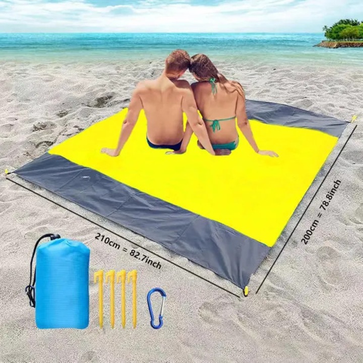 Összecsukható strandszőnyeg 200x210cm sárga vízálló könnyű