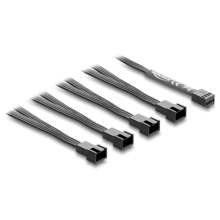 Кабел Delock 1x4pin PWM към 4x4pin PWM черен 40см