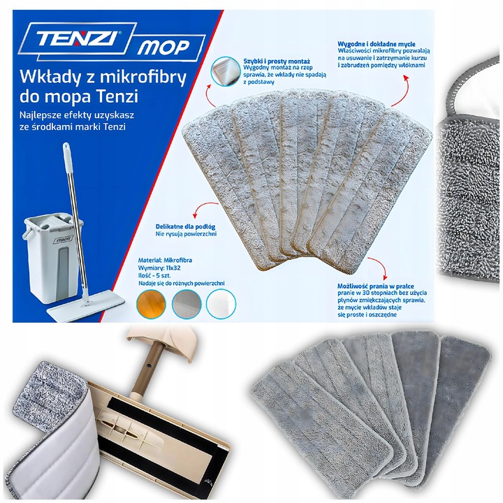 TENZI mosható mikroszálas felmosófej, szürke, 32x11cm, 1 db