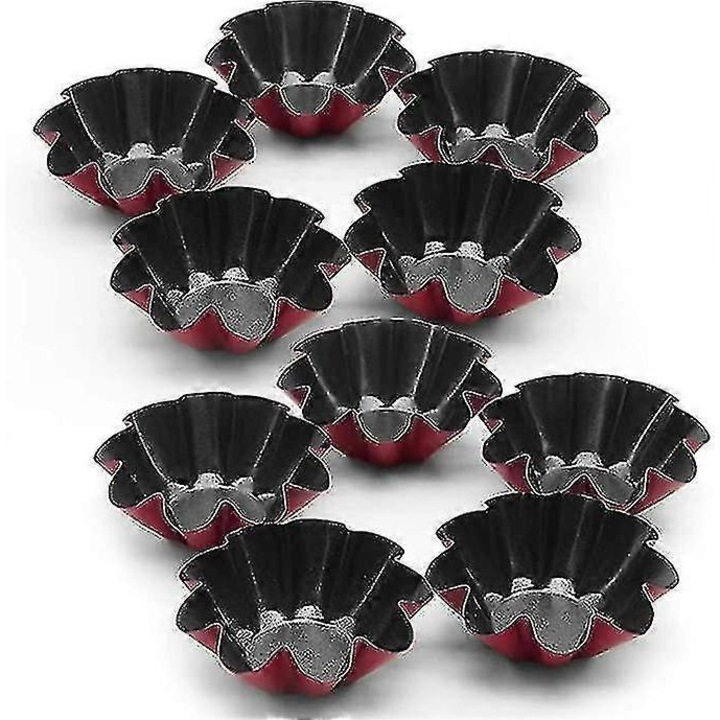 Set 6 forme mini tarta din otel carbon, negru, 10x3cm