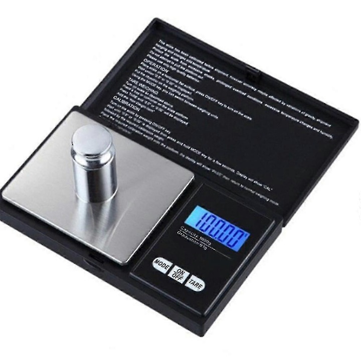Cantar digital de precizie, 6 unitati, ecran albastru, inox, 7.6x12.8x2cm