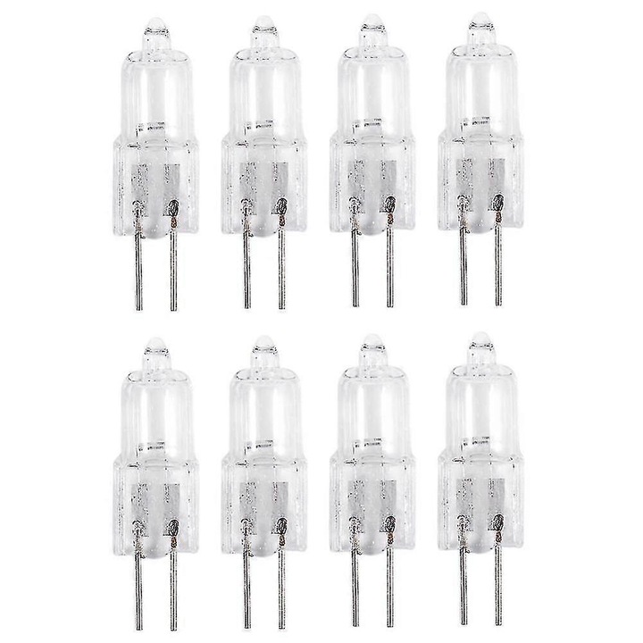 Bec halogén kétérintkezős 20W 12V, 8 darab, meleg fehér, átlátszó, 30x9x8mm