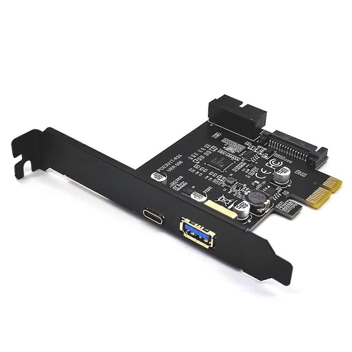 Adaptor PCIe USB 3.0 Type-C, 19 pini, negru, PCI Express x1