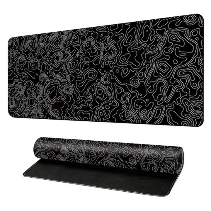 Művészi virágmintás egérpad, fekete, 30x80x0.3cm