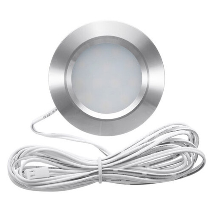 Lumina LED 12V kerek, alumínium, vízálló, meleg fehér, 12x12cm