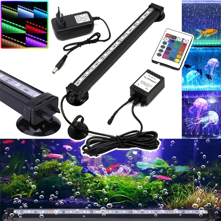 Lumina LED acvariu subacvatic telecomanda 46cm multicolor