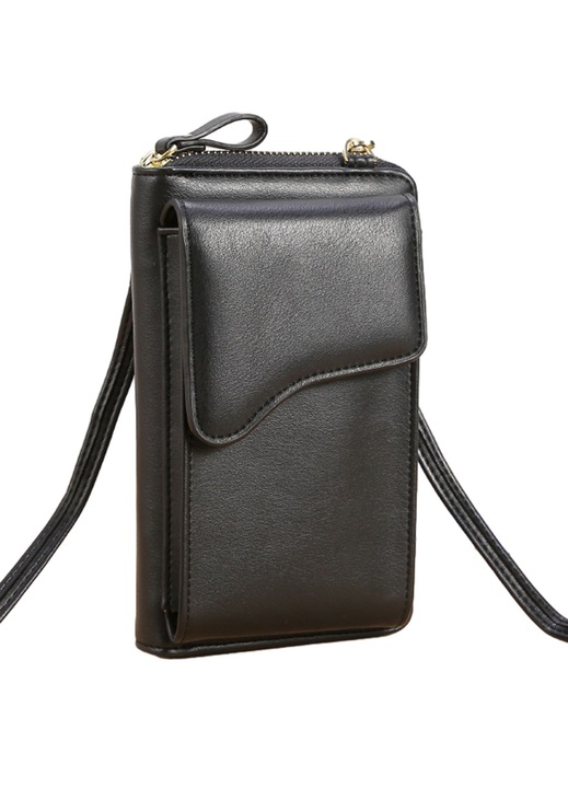 Kis bőr válltáska, crossbody táska, mobiltelefon pénztárca, kézitáska, könnyű crossbody táskák nőknek, fekete