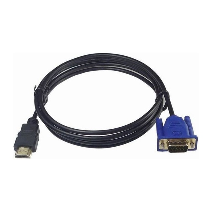Cablu HDMI la VGA 1.8m, conectori masculi, negru