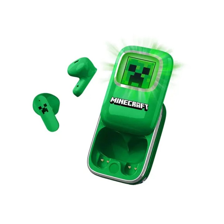 Casti in-ear TWS creeper verde, LED, 6h autonomie