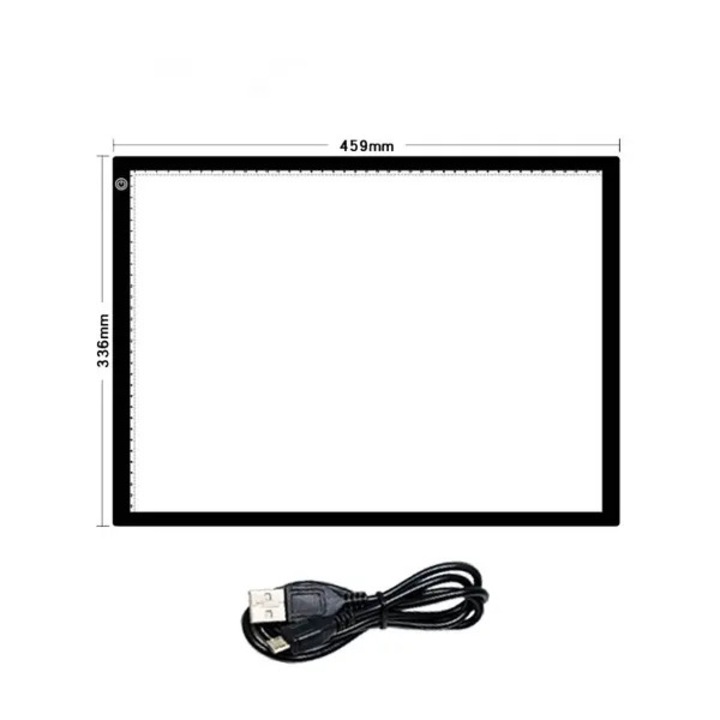 Тънка LED дъска за рисуване 45,9x33,6x0,55cm черна