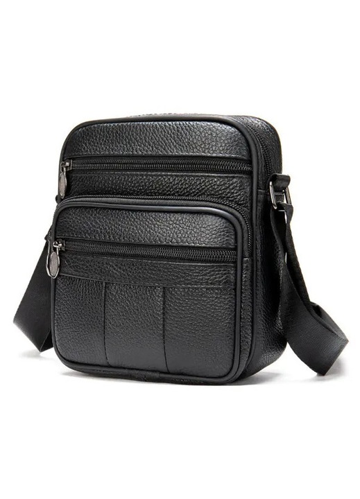Fekete bőr crossbody táska 16x18x5cm