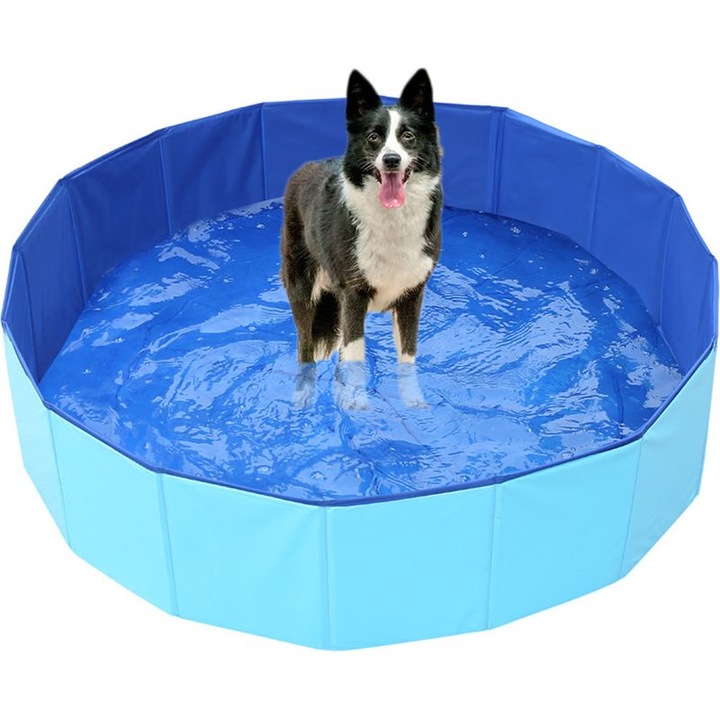 Piscina pliabila pentru caini, rezistenta, antiderapanta, PVC, 0.58mm