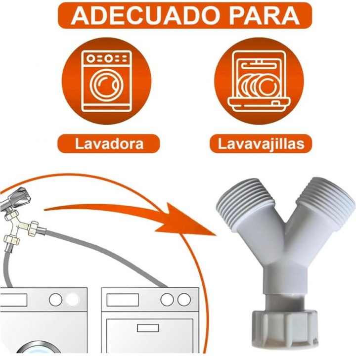 Adaptor Y pentru masini de spalat si masini de spalat vase, 3/4", plastic PA, universal