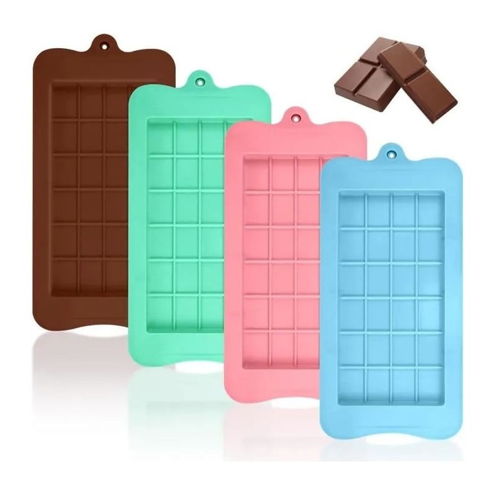 Set 4 forme silicon pentru ciocolata, 15x20x2.5cm, 24 compartimente, rezistent temperaturi