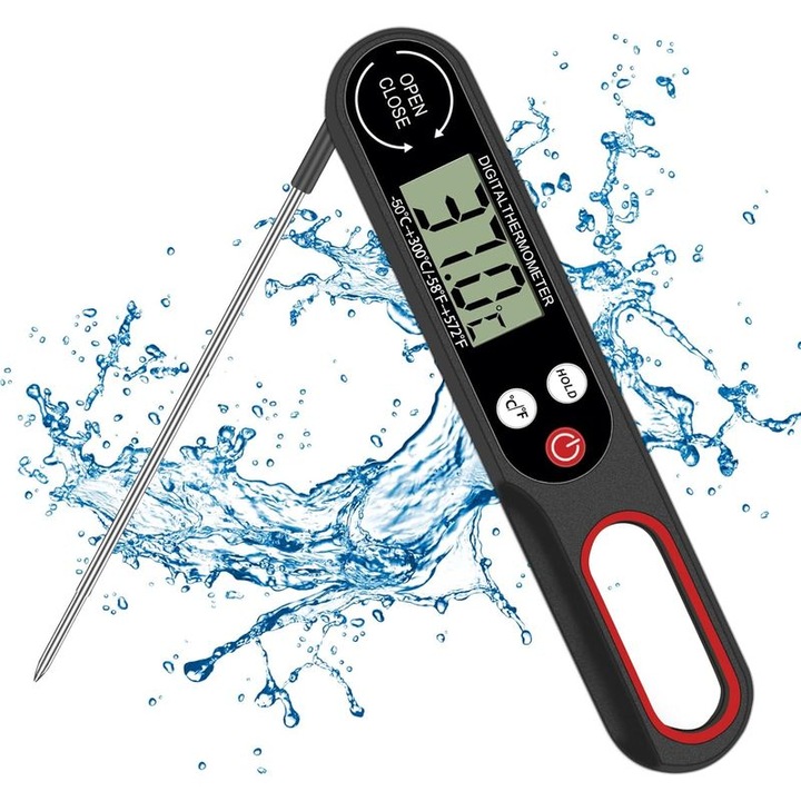 Termometru bucatarie digital, ac inox pliabil, ecran LCD, -50+300C, 12.5cm