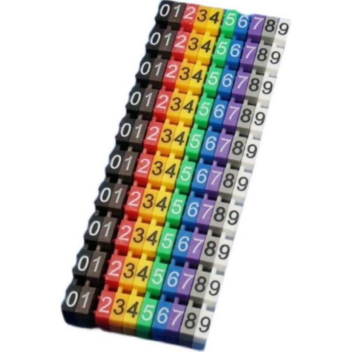 Marcatoare cablu plastic colorat set 100 buc 2.5mm pentru cabluri 3-4mm