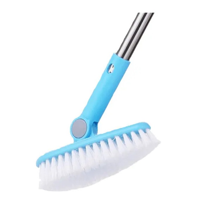 Perie rotativa pentru baie FD-k0544-260828-570, maner din otel inoxidabil reglabil 58/90 cm, cap 16 cm, albastru/alb