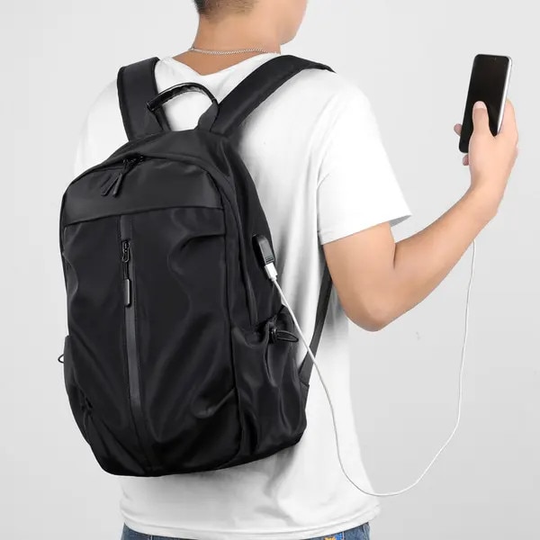 Rucsac de calatorie, compatibil cu laptop de 15.6 inch, curea ajustabila, negru, 45x30.5x15 cm