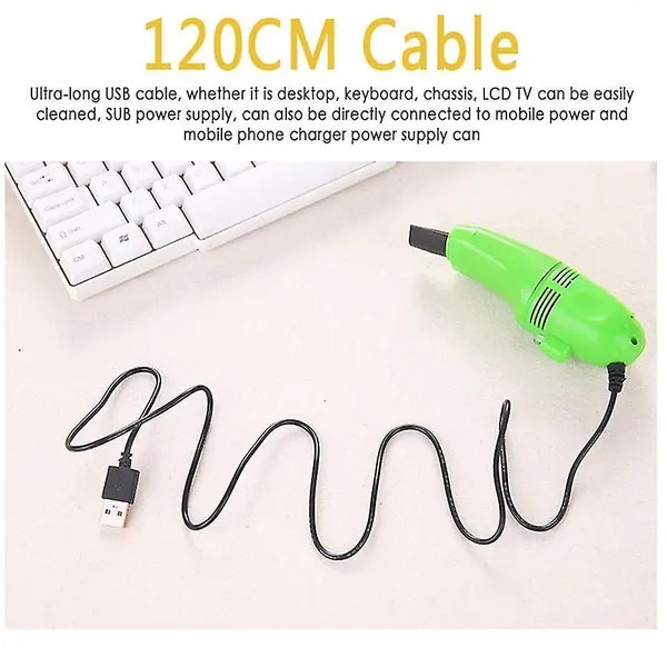 Mini aspirator portabil pentru laptop, perie de curatare, 14x3.5x4cm, alb