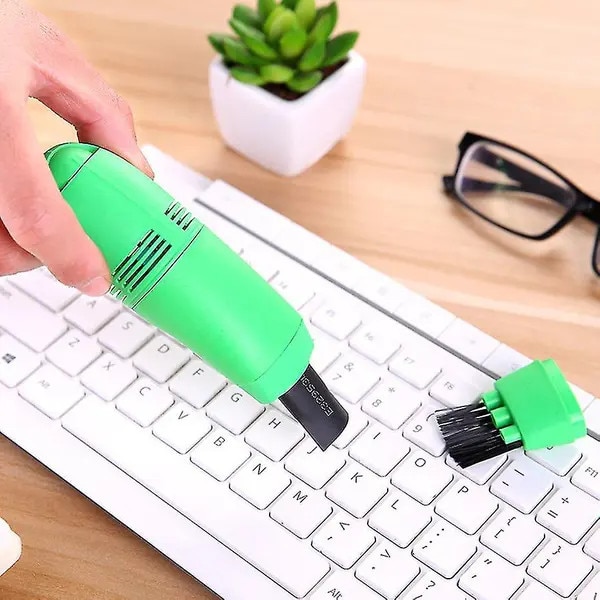 Mini aspirator portabil pentru laptop, perie de curatare, 14x3.5x4cm, alb