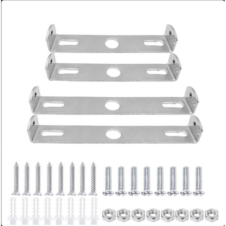 4 db mennyezeti függesztő tartó készlet, vas, 90x15x1.5mm és 105x15x1.5mm, fekete