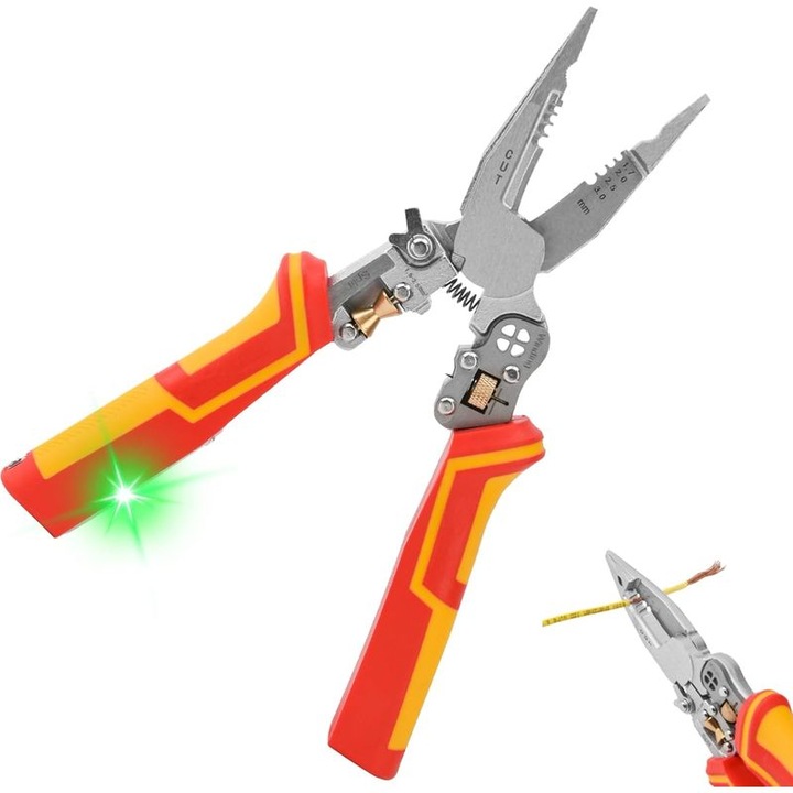 Cleste dezizolator multifunctional 9-in-1, otel inoxidabil, maner PVC, 1.7-3.0mm
