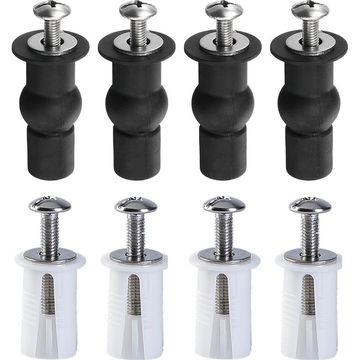 Kit fixare universal pentru scaun WC, plastic, cauciuc, inox, reglabil