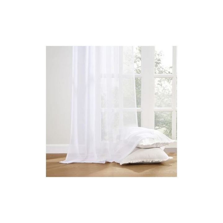 Set perdele voal 140x260cm, 2 buc, poliester, alb transparent