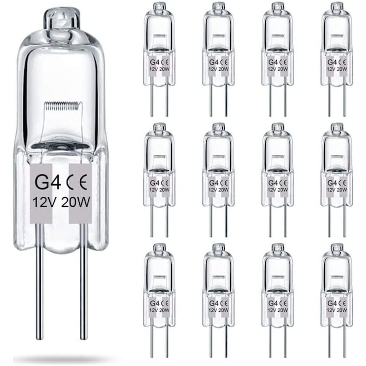 Bec halogén G4 12V 20W 2700K meleg fehér 12 darabos csomag