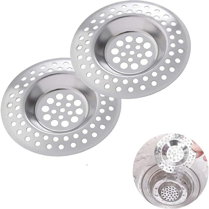Set 2 site inox pentru scurgere chiuveta si cada 7.5cm