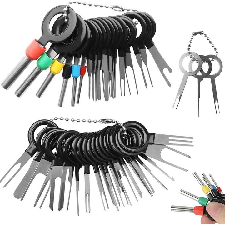 Set scule demontare terminale auto 41 piese otel cauciucat multicolor compact