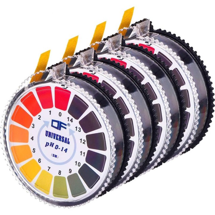 Set 4 role hartie test pH 0-14, compact, 6x6x1cm, 20g