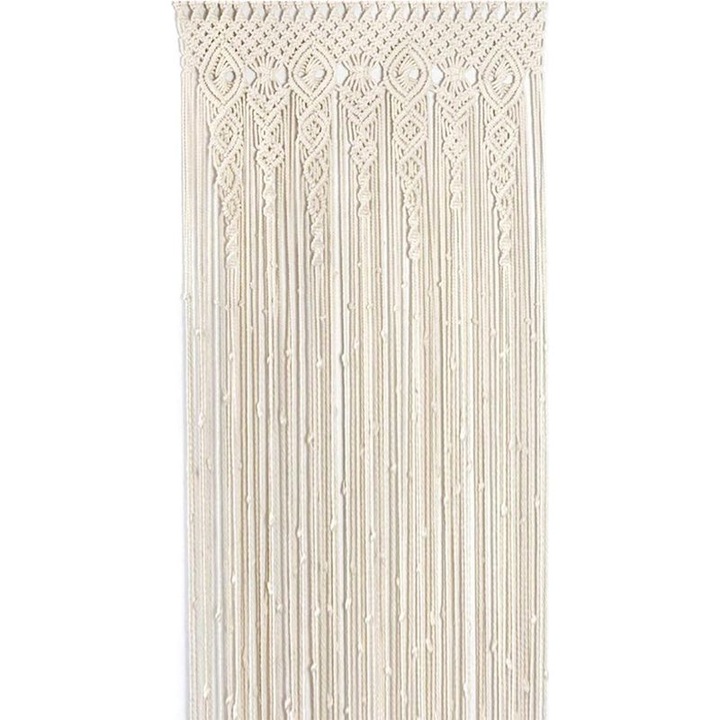 Perdea manuala, tesuta, boho, bumbac natural, 90x180cm